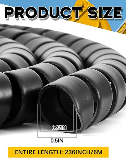 Innconee 1 Pcs Spiral Wrap Cable Protector, Safe 1/2" Od x 20' Pre Cut Lengths Hydraulic Hose Protector Wrap to Avoid Wear and Extend Life for Hydraulic Pneumatic Hoses(Black)