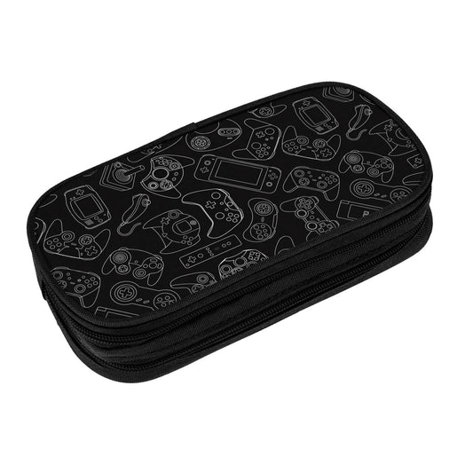 Perinsto Video Game Controller Background Pencil Case Big Capacity Multi Compartment Stationery Box Gaming Gadgets Pencil Pouch Holder Desk Organizer For School Office Home, Black