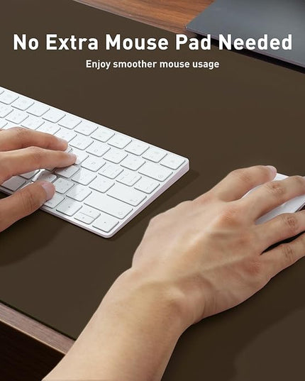 Aothia Leather Desk Pad Protector, Office Desk Mat, Large Mouse Pad, Non-Slip PU Leather Desk Blotter, Laptop Desk Pad, Waterproof Desk Writing Pad for Office and Home (48"x17", Coffee)