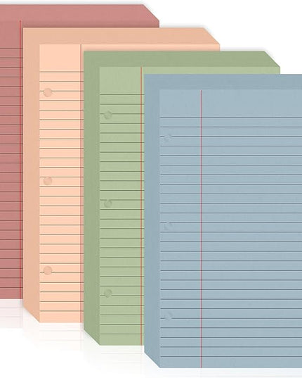 200 Sheets Half Letter Lined Paper 5.5 X 8.5 In Colored Notebook Paper College Ruled Loose Leaf Paper 3 Hole Punched Half Mini Binder Inserts Fit 3 Ring Binder for School Office