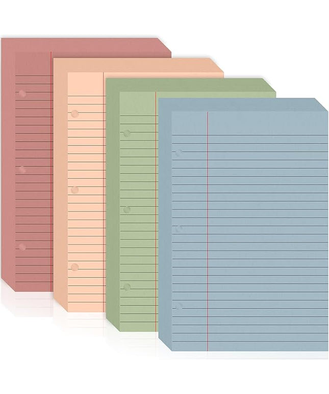 200 Sheets Half Letter Lined Paper 5.5 X 8.5 In Colored Notebook Paper College Ruled Loose Leaf Paper 3 Hole Punched Half Mini Binder Inserts Fit 3 Ring Binder for School Office