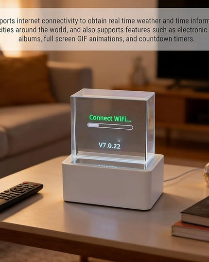 ZIZEV LED Holographic 3D Photo Display, Smart Weather Station Digital Clock with GIF Animations and Electronic Image Album Player for Desktop Car Decor