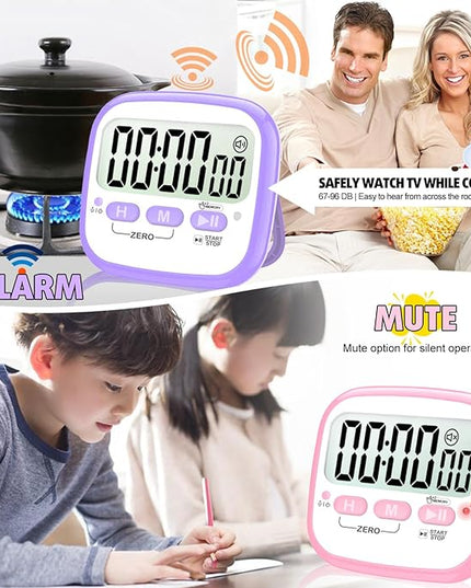 Antonki 2 Pack Classroom Timers for Kids Teachers, Magnetic Countdown Digital Kitchen Timer for Cooking, Study, Exercise, Games, Time Mangement - Loud/Silent Mode - Battery Included