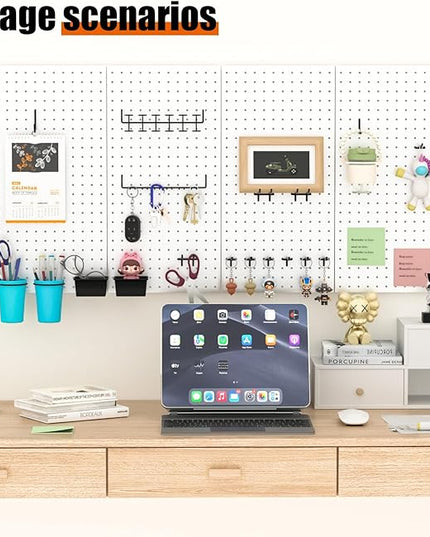 4 PCS - 12" W x 24" H x 0.78" D Metal Pegboard Wall Organizer, Compatible with All 1/8" and 1/4" Hooks, Suitable for Wall Home, Garage Tool Storage, Office Organization, Craft Room, Kitchen