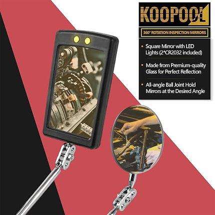 Telescoping Magnetic Pickup Tool Set, Inspection Mirror Telescoping, LED Flashlight, Cool Gadgets for Men, Stocking Stuffers, Gifts for Dad, Husband, Kids, Boyfriend, Magnet Stick