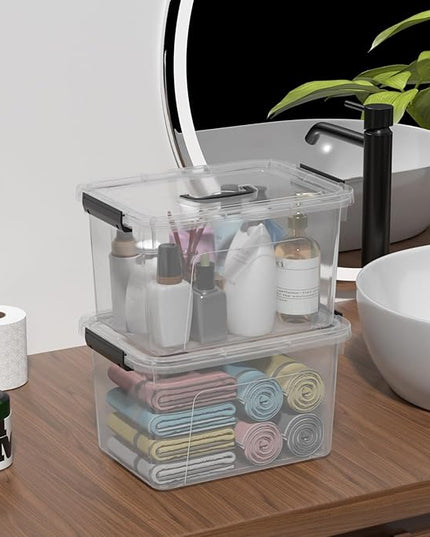 10 Liters Clear Plastic Storage Boxes with Lids, Small Containers Bins with Lids and Handles Set of 6