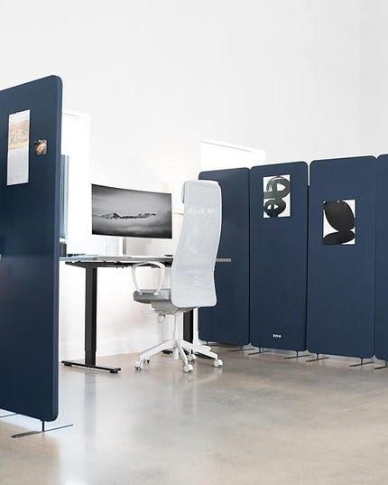VIVO Freestanding 72 x 66 inch Privacy Panel, Cubicle Divider, Acoustic Wall Partition, x3 24 inch Panels, Navy Blue, PP-3-T072NB