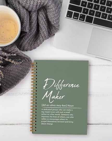 OXW Green Notebooks for Work, Difference Maker Gift Meeting Notebook Journal for Writing, Employee Appreciation Gifts, Thank You Gifts for Women Men Leader Mentor Boss Manager, 5.5"x8.3"