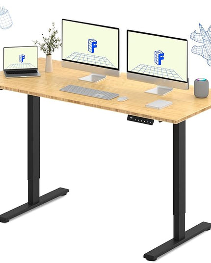 FLEXISPOT E3 Bamboo Dual Motor 72 x 30 Electric Standing Desk Sit Stand Up Desk, Holds 220 lbs, Adjustable Height w/ Memory Presets, Solid Bamboo Desktop & Black Frame, Ships in 2 Boxes