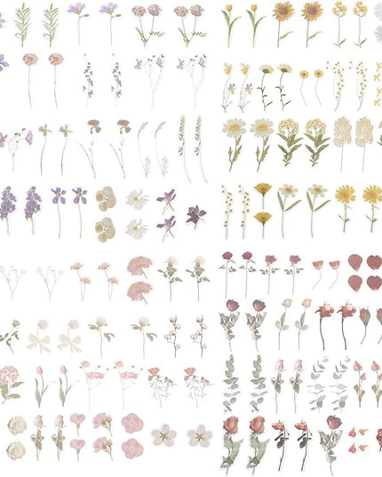 HANABASS 4Pcs Creative Floral Scrapbook Stickers Set, DIY Journal Decals for Crafts and Handmade Album Decoration, Mixed Flower Designs for Scrapbooking and Stationery Enthusiasts