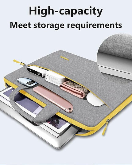 Laptop Shoulder Bag 13 13.3 14 Inch Case Compatible with MacBook Pro 14 2025-2021 M4/M3/M2/M1, Mac Air/pro 13-13.3 Inch and Most Popular 13-14 Notebooks,Spill-Resistant Briefcase,Gray&Light Yellow