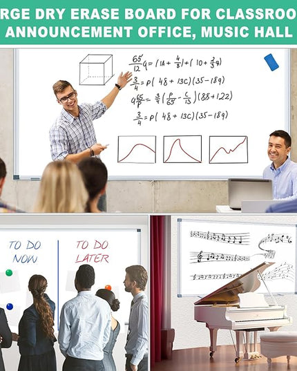H-Qprobd Whiteboard Dry Erase White Board for Wall 60x40 (2pcs) Magnetic Boards for Office Classroom & Home, Large Wall White Board Including 6 Markers, 20 Magnets, 2 Erasers
