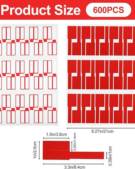 600 Pcs Cord Labels Tags, Color Coded P-Type Cable Labels Tags with Wrap-Around Design, Durable Cable Tag Label for Network Ethernet Audio Wire Organization and Identification