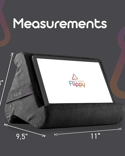 Flippy Original Tablet Pillow Stand & iPad Holder, Gift for Book Lovers & Readers, Multi-Angle Stand with Storage for Lap, Desk & Bed, Compatible with Kindle, Fire, iPad & Samsung, Smokey