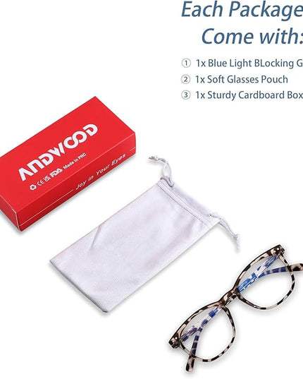 ANDWOOD Blue Light Blocking Glasses Women Men Computer Small Face Clear Bluelight Blocker Eyeglasses Frame
