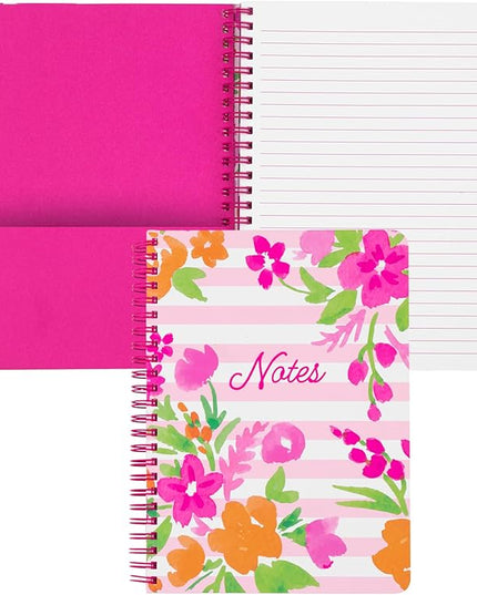 Steel Mill & Co Cute Mini Spiral Notebook, 8.25" x 6.25" Journal with Durable Hardcover and 160 Lined Pages (Watercolor Flowers)
