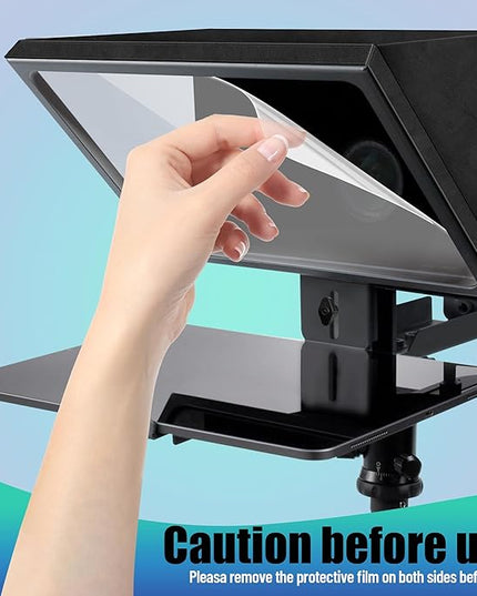 12" Professional Teleprompter Featuring Tempered Optical Glass, Durable All-Metal Build, Remote Control, and Dedicated App — Compatible with Various Smartphones, Tablets, and Cameras