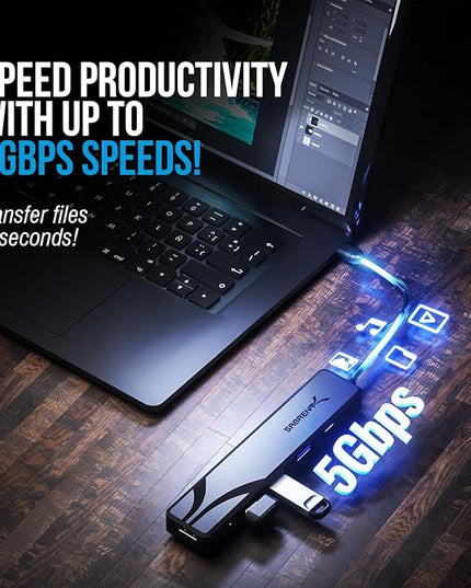 SABRENT USB C Hub, USB C to HDMI 4K@60Hz, Type C Hub Multiport Adapter, 100W Power Delivery, Compatible with MacBook, Laptop (HB-TC5P)
