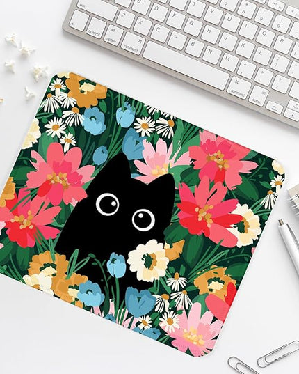 Black Cat Square Mouse Pad,Non-Slip Rubber Base Mouse Pad,Home Office Decoration Desktop Accessory,Laptop Mouse Pad for Office Laptops,9.4x7.8x0.12inch 3