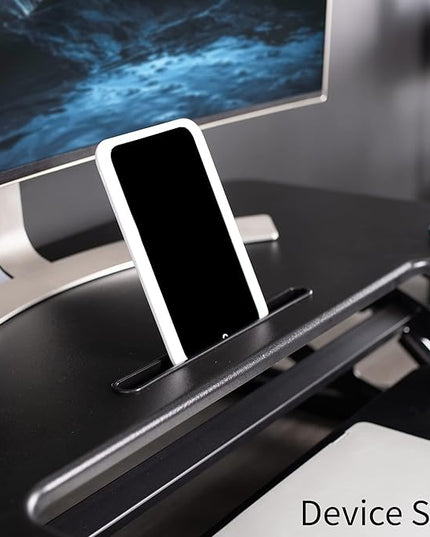 VIVO 42 inch Height Adjustable Stand Up Desk Converter, V Series, Quick Sit to Stand Tabletop Dual Monitor Riser Workstation, Black, DESK-V000VL