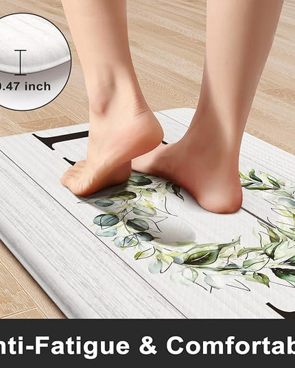 KIMODE Kitchen Mats Cushioned Anti Fatigue, Farmhouse Rugs for Kitchen Rug Runner Stain Resistant, Ergonomic Standing Kitchen Floor Mat, Non Slip Waterproof Kitchen Sink Rug, 20" x 71", White