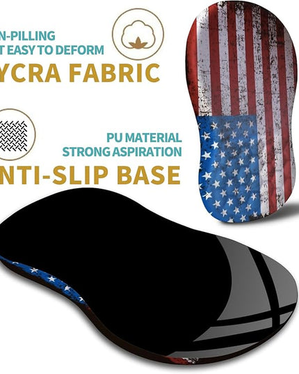 Hokafenle Ergonomic Mouse Pad Wrist Support with Massage Design, Wrist Rest Pain Relief Mousepad with Memory Foam&Non-Slip PU Base, Mouse Pads for Wireless Mouse & Desk (12x8 inch,USA Flag)