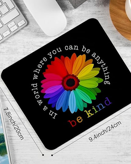 Colorful Flower Square Mouse Pad,Non-Slip Rubber Base Mouse Pad,Home Office Decoration Desktop Accessory,Laptop Mouse Pad for Office Laptops, 9.4x7.8x0.12inch.