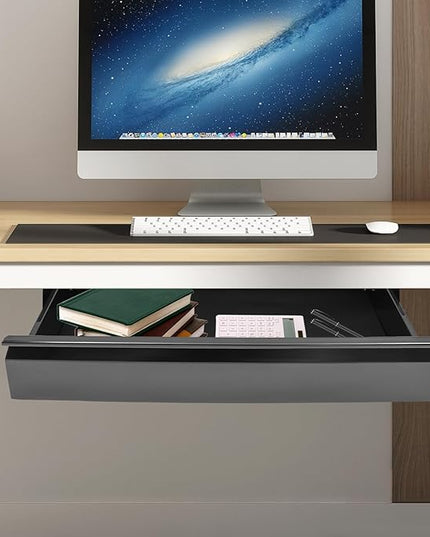 FFanhia 22 Inches Under Desk Mounted Sliding Pull-out Drawer Storage Drawer for Sit Stand Workstation Office Desk(Applicable Table Thickness: 0.79in) Black
