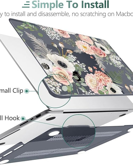 DONGKE Case for M5 MacBook Pro 14 inch 2025 2024-2021 M4 M3 M2 M1, Plastic Hard Shell Cover Compatible with A3434 A3112 A3401 A3185 A2992 A2779 A2442, Retina XDR Display & Touch ID, Dried Flowers
