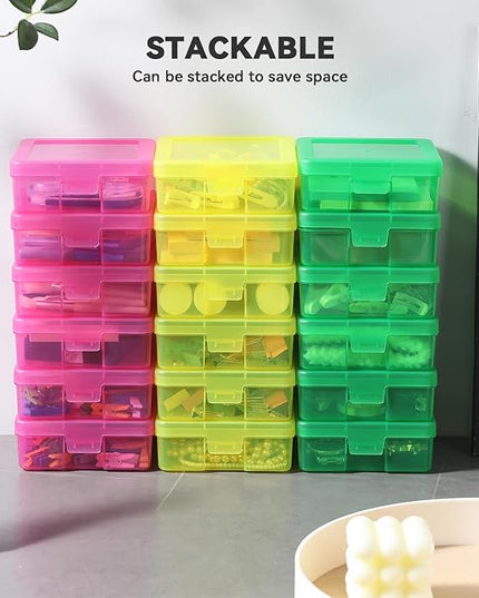 novelinks 18 Pack Small Plastic Storage Containers Clear Arts & Crafts Storage Boxes & Organizers Stackable Small Containers With Lids For Organizin (Set 3)