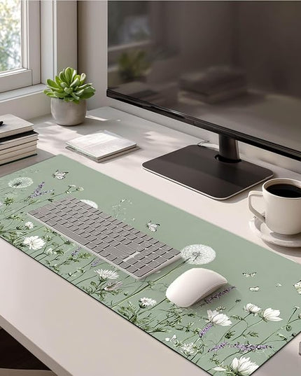 Mouse Pad Gaming Mousepad 31.5 x 11.8 Inch Large Keyboard Desktop Mat XL Mouse Pad for Home and Office Desk Accessories with Botanical Meadow Butterfly Artwork Diatomite