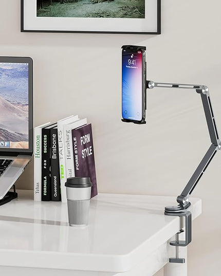 Houele Tablet Stand Holder, Adjustable Foldable Tablet Arm iPad Desk Mount with 360°Rotate Base, Phone Holder iPad Stand for Desk and Bed, Compatible with Tablets, Phones or Other 4-15.6" Device