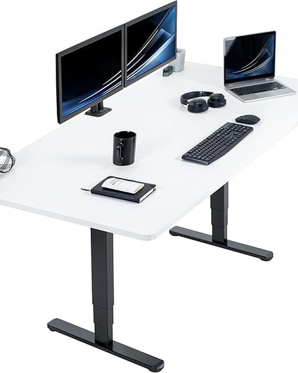 VIVO Electric 71 x 36 in Dual Motor Sit Stand Desk, Memory Height Adjustment, 2B Series, White Top Black Frame, DESK-KIT-2B7W-36