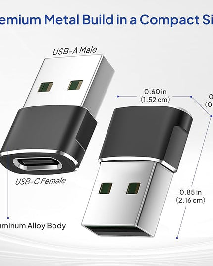Elebase USB to USB C Adapter for iPhone 17 4Pack,USBC Female to A Male Car Charger Adapter,Type C Converter Apple 16 Pro Max 15 14 Plus,iWatch Watch 11 10 Se Ultra 3,iPad Air,Samsung Galaxy S25,Black