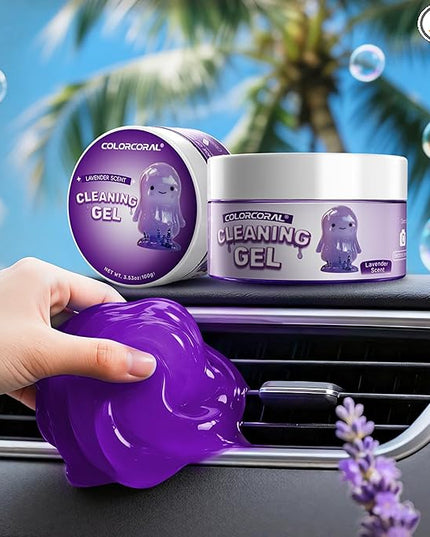 Car Cleaning Gel Reusable(Lavender Scent) 2Pack - Dust Cleaning Putty Keyboard Slime for Car Interior Air Vent Cleaner, Auto Detailing Tools Accessories, Christmas Stocking Stuffers for Men Women