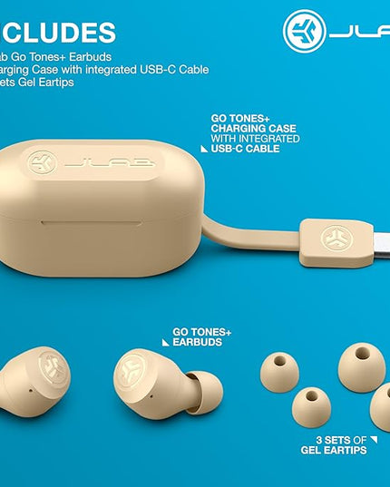 JLab Go Air Pop+ Tones True Wireless Earbuds, in Ear Headphones, Bluetooth Earphones, 35H Playtime Ear Buds, Bluetooth Earbuds with Microphone, USB-C Charging Case, Dual Connect, EQ3 Sound, (155 N)