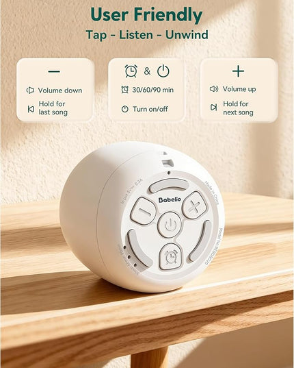 Babelio White Noise Sound Machine (Pocket Mini Pro) | 1000mAh Large Battery, 25 Non-looping Sounds for Adults, Kids & Babies, Timer, Memory Function, Pocket-Sized & Travel Essentials, White