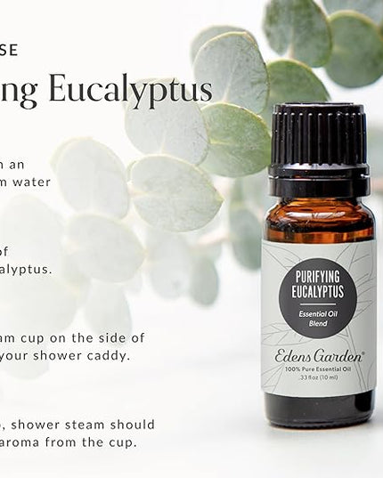 Edens Garden Purifying Eucalyptus Essential Oil Blend- 100% Pure Premium Grade, Undiluted, Natural, Therapeutic, Aromatherapy, The Best for Diffusing, Skin, Hair, Humidifiers 10 ml (.33 fl oz)