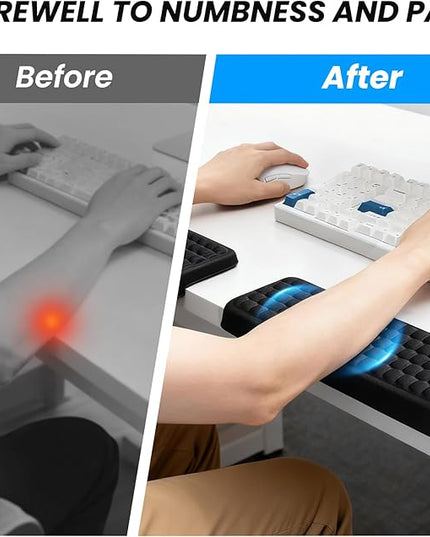 Arm Rest for Desk, 2-PCs L-Shaped Memory Foam Elbow Keyboard Wrist Pads with Non-Slip Base, Ergonomic Desk Edge Cushion & Wrist Rest for Computer Keyboard, Office and Home Use