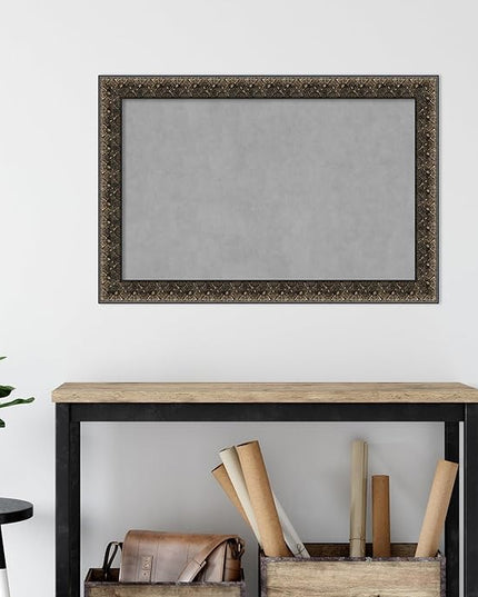 Amanti Art Black Framed Magnetic Board 25x37 Large Vision Board for use with Magnets, 100% Metal Sheet to Display Items as Office Decor or for Home Organization in mudroom, Kitchen or Kids Room