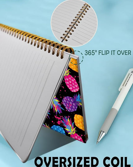 Spiral Journal Notebook for Women,A5 College Ruled Notebooks 6"x 8.4", 120 Pages Lined Journal with Premium Thick Paper,Perfect for School Office Home Gifts(Colorful Pineapple)
