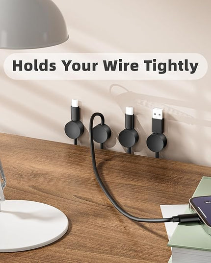 Roctee 8 Pack Magnetic Wire Clips, Magnet Cord Organizer Wire Management Cable Mounts, Charging Phone Cable Holder for Nightstand Desk Office Workspace Car Indoor Outdoor Christmas Wiring Decoration