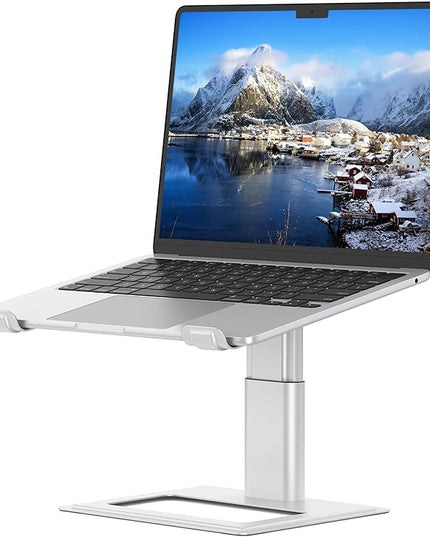 SOUNDANCE Adjustable Laptop Stand for Desk, Computer Stand, Ergonomic Laptop Riser Holder Compatible with 10 to 17.3 Inches Notebook PC Computer, Aluminum Silver