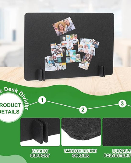 PATIKIL Desk Divider, 2 Set 24 x 16 Inch Acoustic Freestanding Desk Divider Desk Privacy Panel with 8 Pcs Support Feet for Library Office Workstation, Black