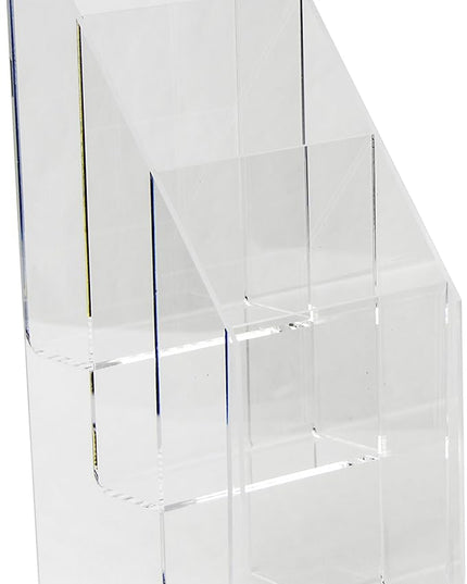 Clear-Ad - MPF-0409-3 - Premium Acrylic 3 Pocket Brochure Holder 4x9 - Transparent Plastic Pamphlet Display Stand (Pack of 2)