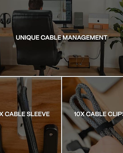Extra Large Cable Management Box, Wood Cord Hider Box & Organizer for Power Strip, TV Wires & Desk Cable Storage