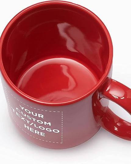 Custom Ceramic Coffee Mugs 11 oz. Set of 100, Personalized Bulk Pack - Coffee cup set, Iced coffee cup, Gaming mug - Red