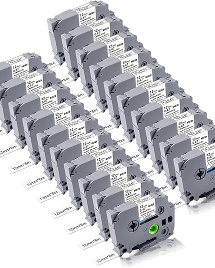 20Pack TZe-231 Label Maker Tapes Compatible with Brother P Touch Label Tape TZe231, TZ-231 12mm 0.47 Laminated White Refills Use for Brother PT-H110 D210 D220 D400 D600 PT-1900/1910