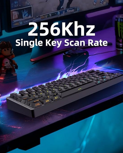 Mars75 Wired Magnetic Switch Keyboard, 75% Layout,0.001MM RT Accuracy, 8KHZ Polling Rate/Latency As 0.125MS/256KHZ Single Key Scan Rate/ARGB，Hot Swappable Gaming Keyboard(Black)