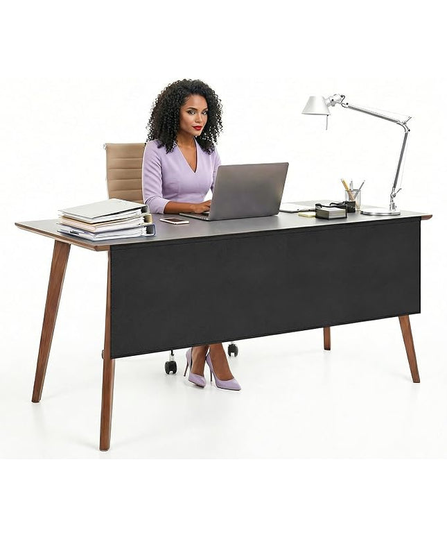 60" Under Desk Privacy Panel Self-Adhesive Modesty Panel 600D Heavy Duty Desk Skirt Privacy Divider for Office Home or Standing Workstation Concealer Shield